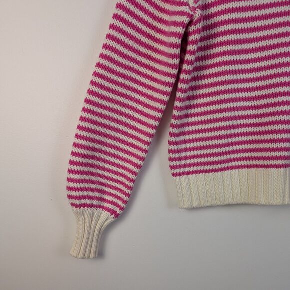 Michael Stars Casey Flamingo Stripe Pink & White Crewneck Pullover Sweater - Picture 3 of 8